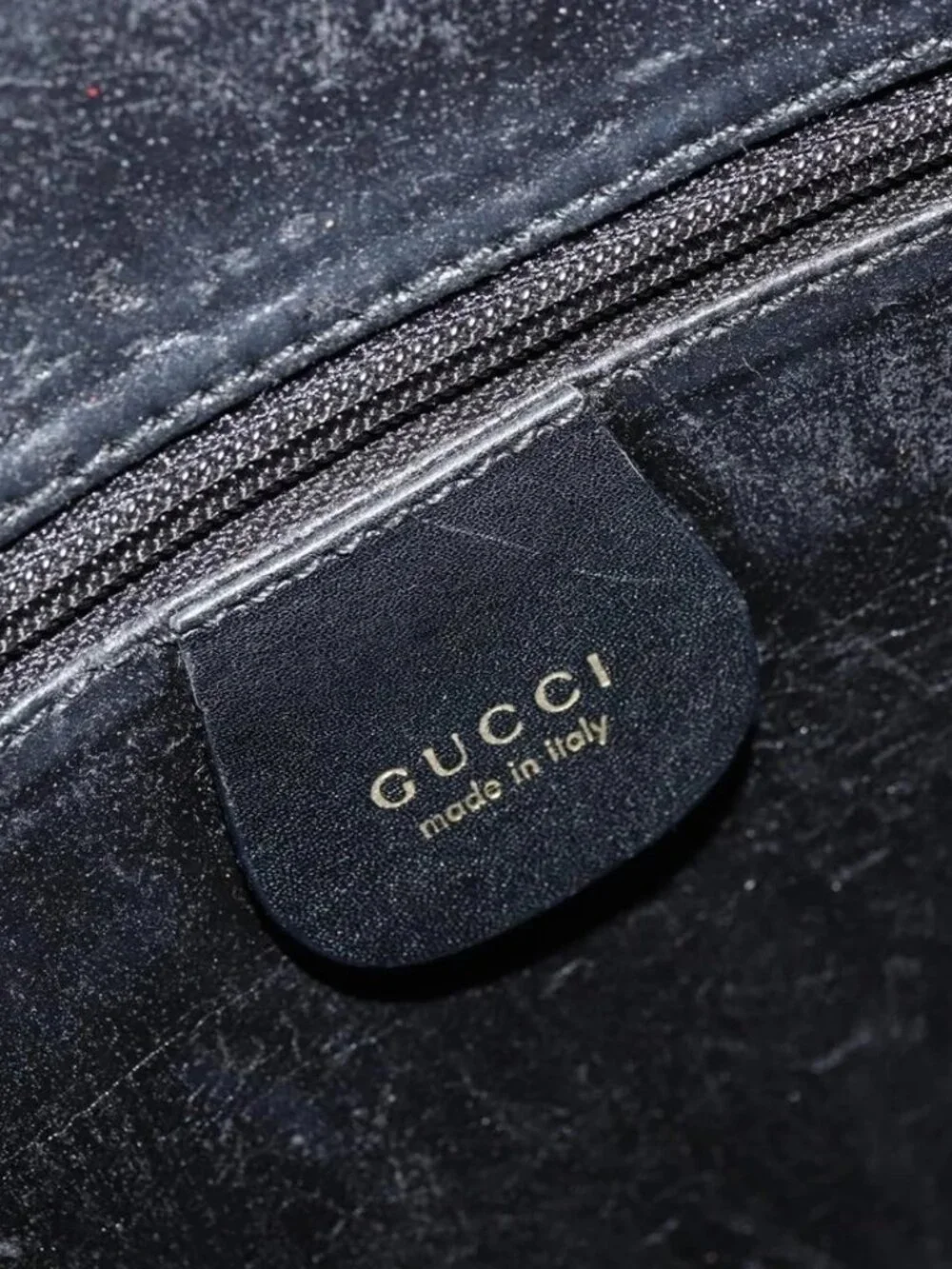 GUCCI Hand Bag Leather Black Gold 000 2058 0569 0 Auth